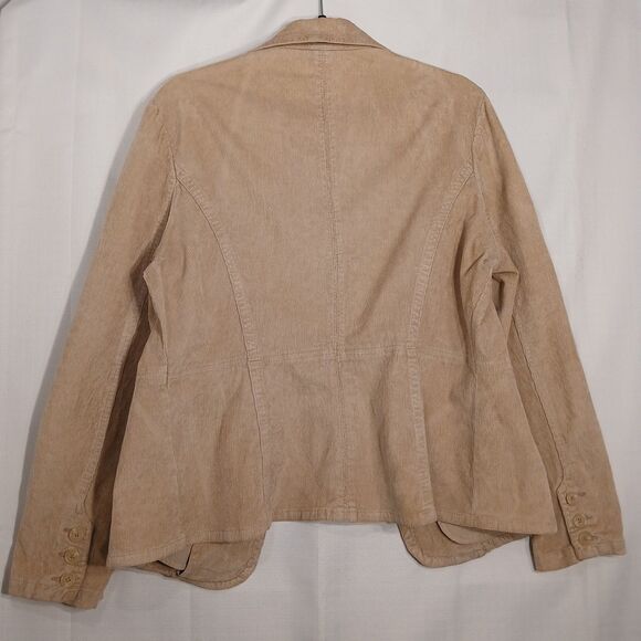 ST. JOHN'S BAY CORDUROY CREAMY BEIGE BLAZER LARGE BUTTON DOWN CLOSURE & POCKETS - Picture 8 of 15